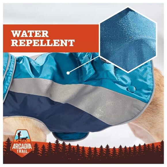 Arcadia Trail 3-in-1‎ Reflective Sherpa Lined Dog Blue Raincoat Jacket Sz 2XL - Picture 2 of 5